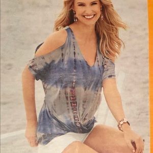 Venus cold shoulder twist top tie dye blouse